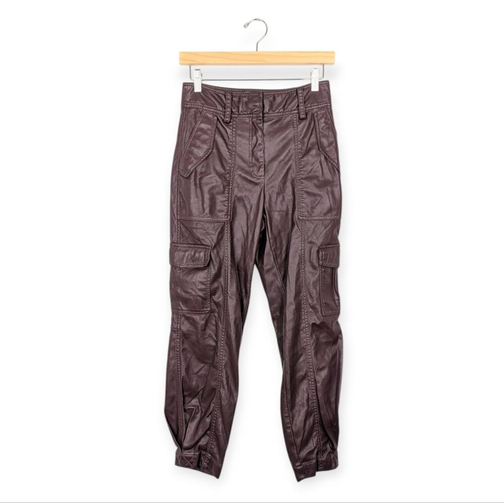 Derek Lam 10 Crosby Elian Burgundy Faux Leather Utility Pants Size 4